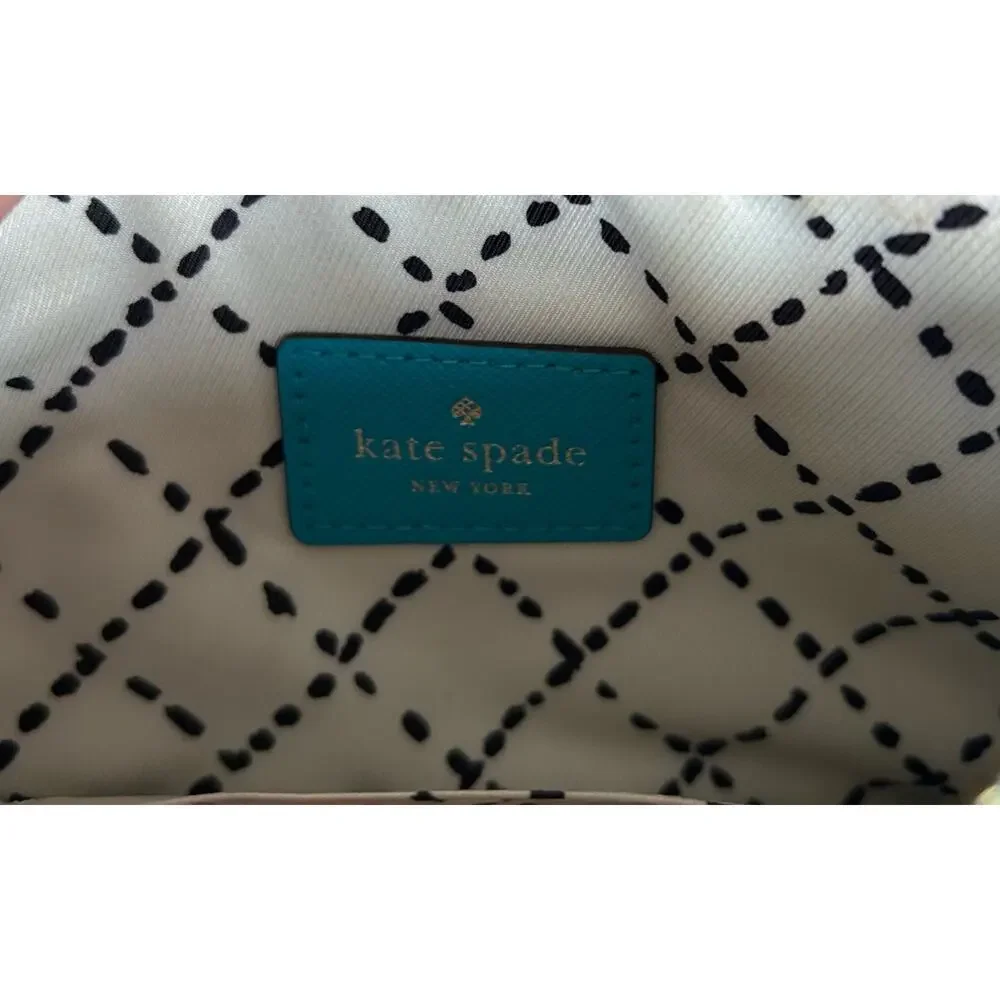 Kate Spade New York Teal Blue Leather Zip Around Wallet Wristlet
